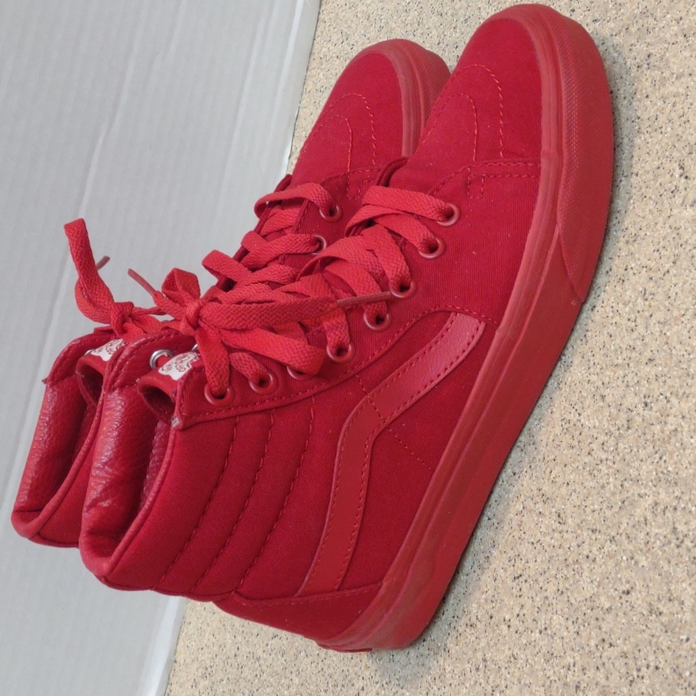 Solid Red Old School High Top Sneakers.     A2